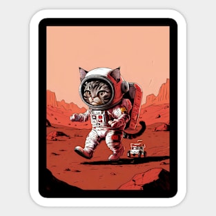 Astronaut cat on mars Sticker